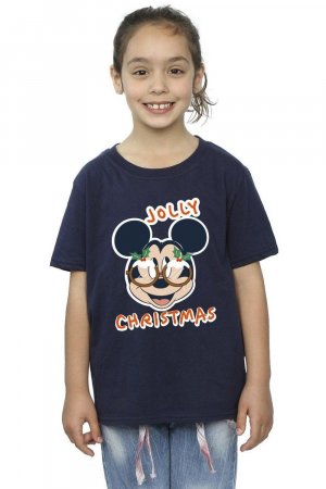 Хлопковая футболка с Микки Маусом «Веселые рождественские очки» , темно-синий Disney