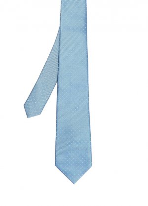 Синий шелковый галстук с микро-узором Lanvin