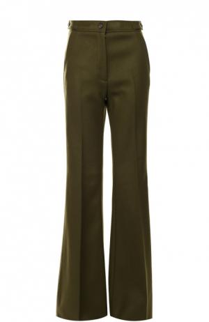 Расклешенные брюки со стрелками и завышенной талией Rochas. Цвет: зеленый