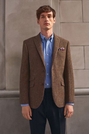 Твидовый пиджак Signature Harris из британской шерсти , коричневый Next
