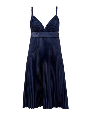 Платье из струящегося крепдешина с эффектом плиссе BURBERRY. Цвет: синий