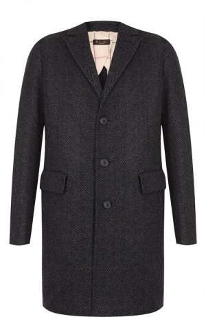 Однобортное пальто из смеси кашемира и шерсти Loro Piana. Цвет: серый