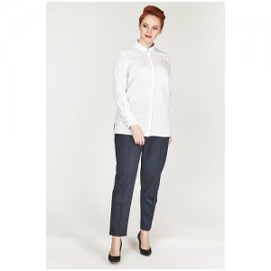 Блуза Olsi, нарядный стиль, длинный рукав, манжеты, размер 48, белый plus size OLS. Цвет: белый