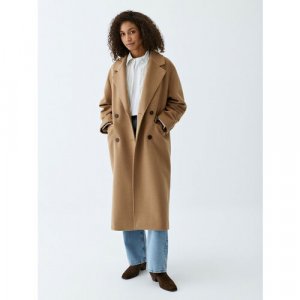 Пальто , размер XL INT, бежевый, коричневый Sela. Цвет: бежевый/коричневый/песочный