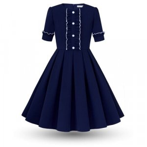 Школьное платье , размер 122-128, синий, белый Alisia Fiori. Цвет: синий/белый/темно-синий-белый