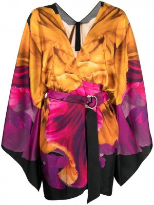 Блузка-кимоно с цветочным принтом Maria Lucia Hohan. Цвет: розовый