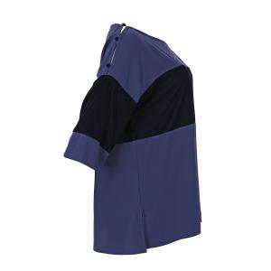 Блузка с вырезом-лодочкой, велюровой вставкой и рукавами 3/4 MAT FASHION. Цвет: лавандовый