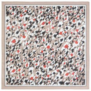 Платок ,70х70 см, красный, черный Павловопосадская платочная мануфактура. Цвет: белый/бежевый/красный/черный