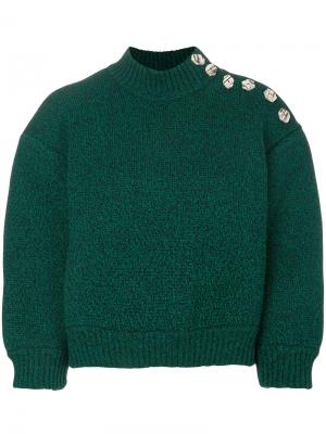Укороченный свитер с завышенным воротом Veronique Leroy. Цвет: зелёный
