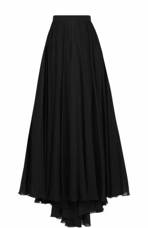 Шелковая юбка-макси с высоким разрезом и подолом Elie Saab. Цвет: черный
