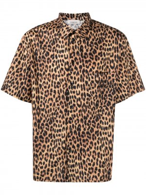 Рубашка с короткими рукавами и леопардовым принтом Laneus. Цвет: коричневый