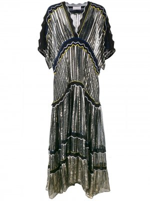 Платье в пол с металлическим отблеском Peter Pilotto. Цвет: синий