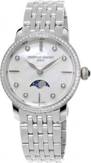 Швейцарские наручные женские часы FC-206MPWD1SD6B. Коллекция Slim Line Moonphase Frederique Constant