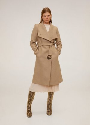 Пальто с большими лацканами, шерстью - Venus6 Mango. Цвет: коричневый средний