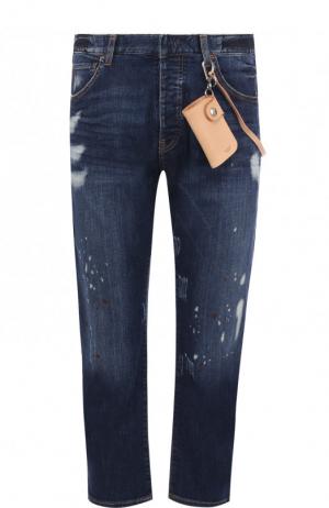 Укороченные джинсы прямого кроя с футляром для ключей Emporio Armani. Цвет: синий