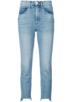 Укороченные прямые джинсы с необработанным краем 3X1. Цвет: синий