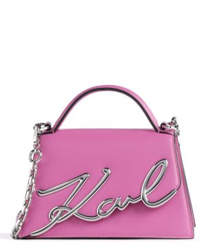 Маленькая сумка через плечо Signature из мелкозернистой яловой кожи. , розовый Karl Lagerfeld