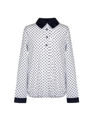 Блузка для девочки с длинным рукавом 7 одежек. Цвет: белый