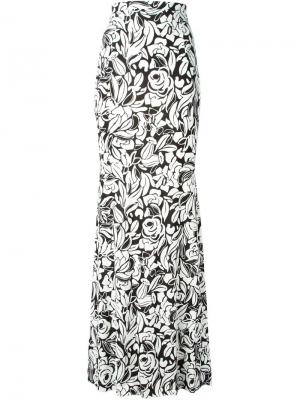 Макси-юбка с принтом роз Blumarine. Цвет: белый
