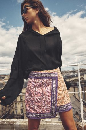 Короткая юбка с зеркальным принтом Zara, разноцветный ZARA