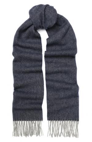 Шерстяной шарф с бахромой Eton. Цвет: темно-синий