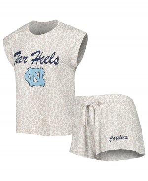 Женский кремовый комплект для сна с футболкой и шортами North Carolina Tar Heels Montana Concepts Sport
