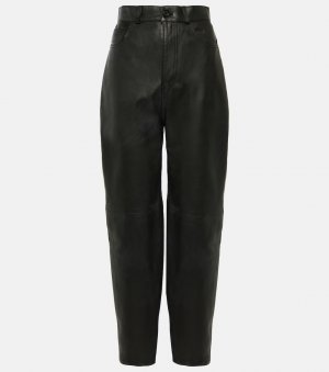 Зауженные кожаные брюки Toteme, черный Totême