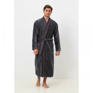 Халат , длинный рукав, карманы, банный халат, размер XXXL, серый Luisa Moretti. Цвет: серый