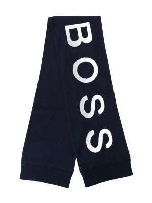 Шарф с логотипом Boss Kids. Цвет: синий