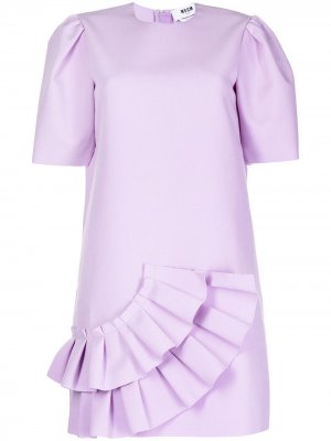 Платье с короткими рукавами и оборками MSGM. Цвет: фиолетовый