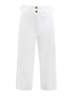 Укороченные джинсы из денима с золотистой фурнитурой LANVIN. Цвет: белый