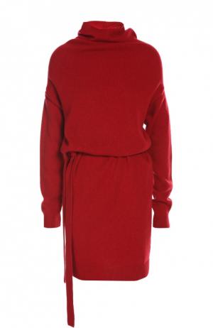 Вязаное платье с поясом Lanvin. Цвет: красный