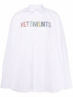 Рубашка с длинными рукавами и логотипом VETEMENTS. Цвет: белый