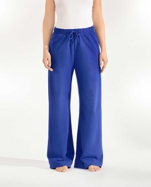 Женские широкие брюки из органического хлопка синего цвета , синий Bread & Boxers