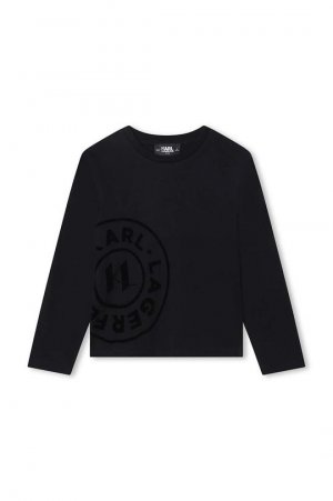 Хлопковая рубашка с длинными рукавами для мальчиков и девочек, черный Karl Lagerfeld