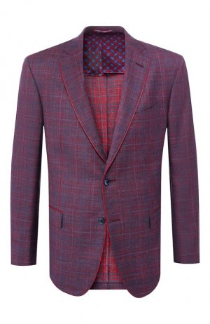 Пиджак из смеси шерсти и шелка Zilli. Цвет: бордовый