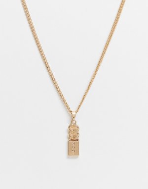 Золотистое ожерелье-цепочка с подвеской в виде крупных звеньев -Золотистый Icon Brand