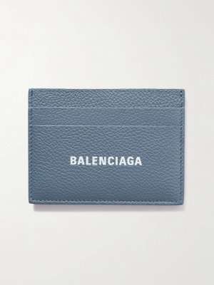Картхолдер из натуральной кожи с принтом логотипа BALENCIAGA, синий Balenciaga