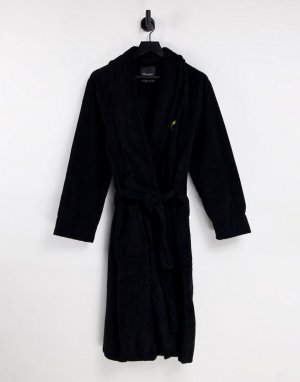 Черный халат с крупным логотипом Jeremy-Черный цвет Lyle & Scott Bodywear