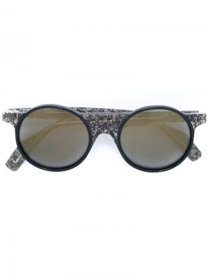 Солнцезащитные очки в круглой оправе Yohji Yamamoto. Цвет: чёрный