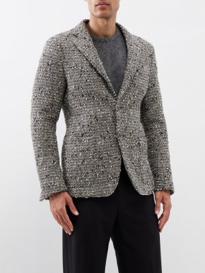 Однобортный твидовый пиджак из смесовой шерсти , серый Giorgio Armani
