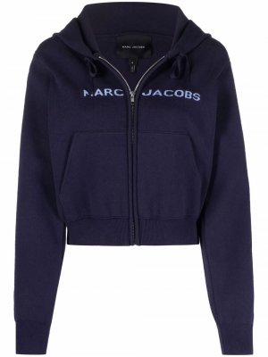 Intarsia knit-logo zipped hoodie Marc Jacobs. Цвет: синий