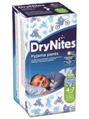 Трусики DryNights для мальчиков 4-7лет 10шт HUGGIES. Цвет: синий, белый