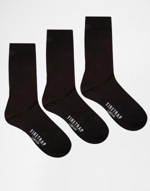 3 пары черных строгих носков Firetrap. Цвет: черный