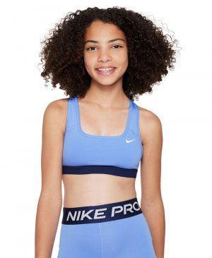 Спортивный бюстгальтер с логотипом Swoosh для девочек , синий Nike