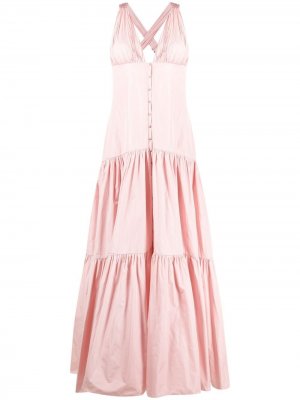 Ярусное платье-рубашка с V-образным вырезом Maria Lucia Hohan. Цвет: розовый