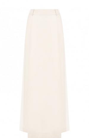 Шерстяная юбка-макси с карманами Victoria Beckham. Цвет: бежевый