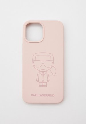 Чехол для iPhone Karl Lagerfeld 12 Pro Max (6.7), Liquid silicone Ikonik outlines. Цвет: розовый