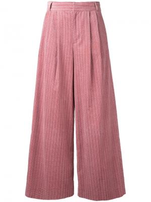 Широкие брюки из вельвета с косичками Muveil. Цвет: розовый и фиолетовый