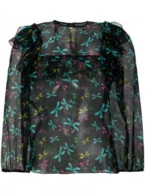 Блузка с цветочным принтом Rochas. Цвет: черный